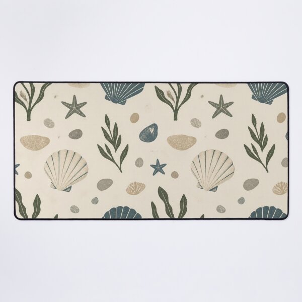 Item preview, Vintage Coastal Seashells and Seaweed Pattern Minimalist Ocean Decor designed and sold by QCena.