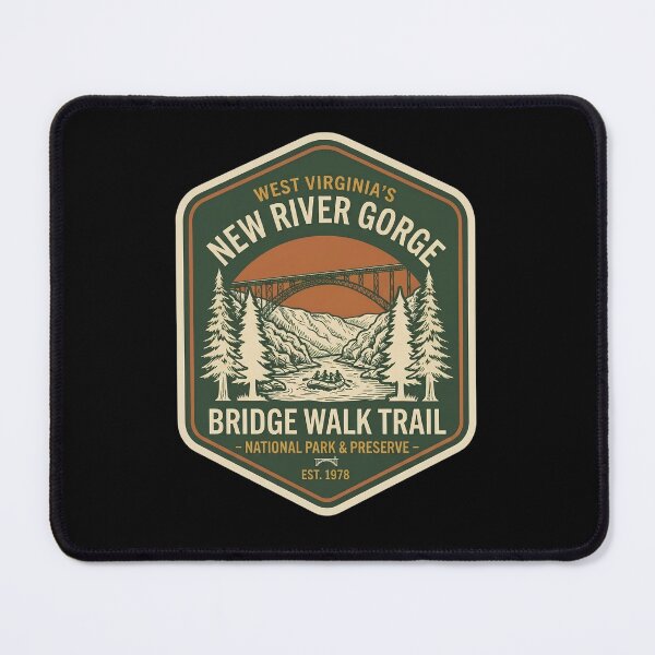 Item preview, New River Gorge Bridge Walk Trail West Virginia Shield Badge designed and sold by LittleArij.