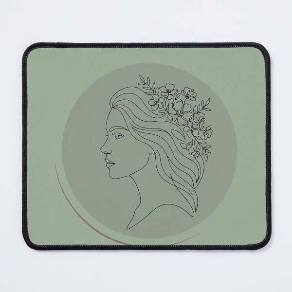 Item preview, Woman Face Line Art Sticker | Sage Green Floral Line Drawing Minimalist Feminine Botanical Wall Art designed and sold by cannsuh.