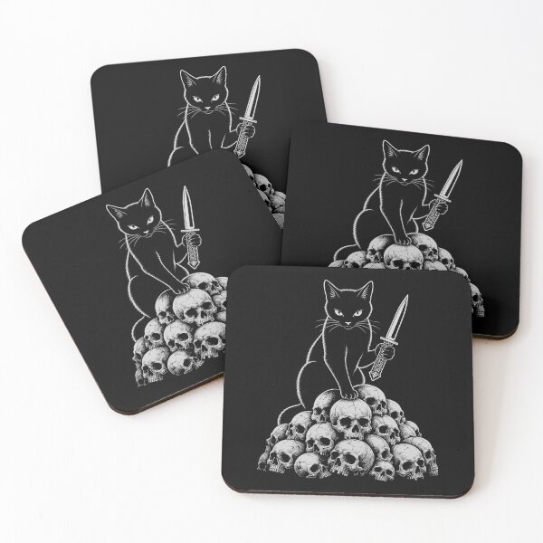 Item preview, black Cat with Knife and Skulls Spooky Halloween Costume designed and sold by Kladhadredo.