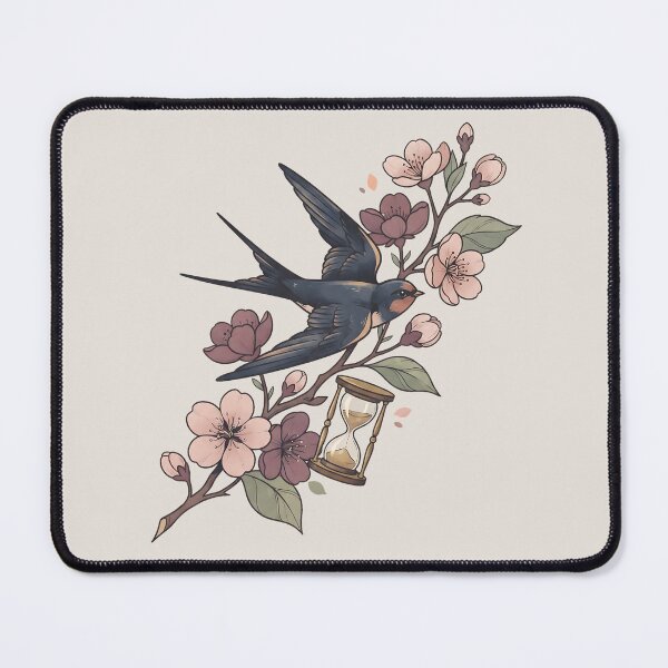Item preview, Swallows Blossoms Vintage Hourglass Art designed and sold by MythicCotton.