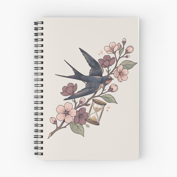Item preview, Swallows Blossoms Vintage Hourglass Art designed and sold by MythicCotton.