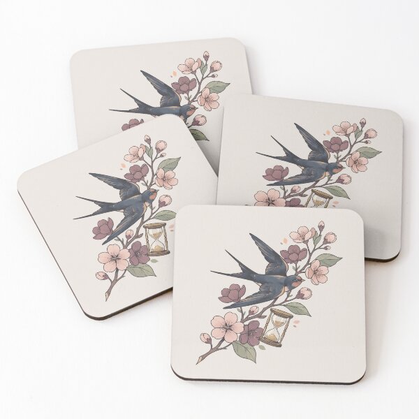 Item preview, Swallows Blossoms Vintage Hourglass Art designed and sold by MythicCotton.
