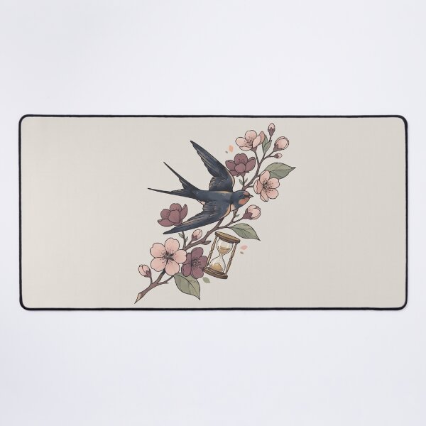 Item preview, Swallows Blossoms Vintage Hourglass Art designed and sold by MythicCotton.