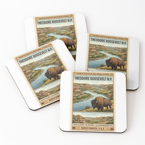 Item preview, Theodore Roosevelt National Park North Dakota Bison Retro Poster designed and sold by LittleArij.