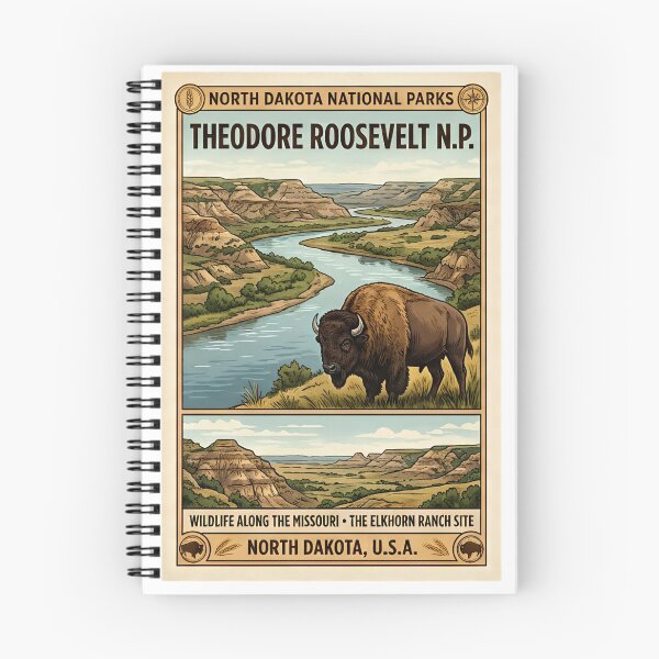 Item preview, Theodore Roosevelt National Park North Dakota Bison Retro Poster designed and sold by LittleArij.