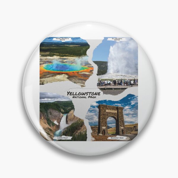 Item preview, Yellowstone National Park ripped paper site collage designed and sold by SmyrnaBuffalo.