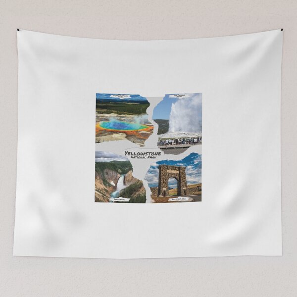 Item preview, Yellowstone National Park ripped paper site collage designed and sold by SmyrnaBuffalo.