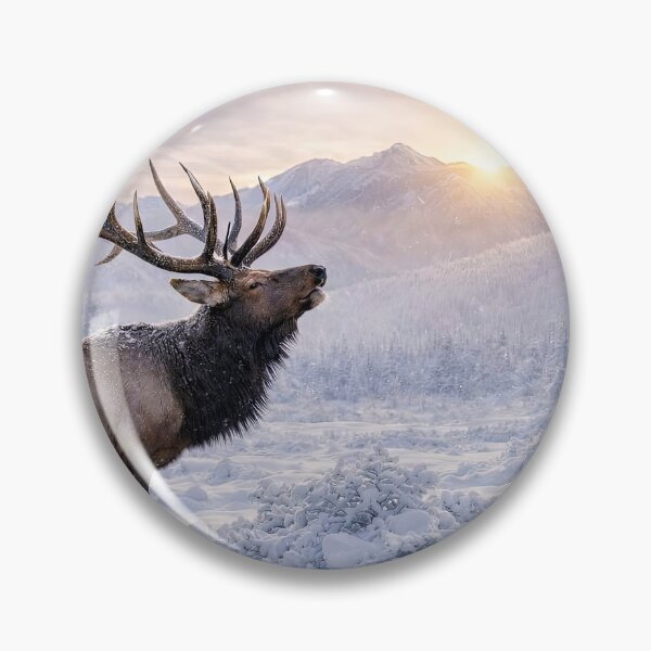 Item preview, Majestic Elk in Snowy Landscape Christmas Holiday Seasons Greetings designed and sold by Stephanie Laird.