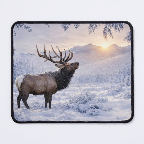 Item preview, Majestic Elk in Snowy Landscape Christmas Holiday Seasons Greetings designed and sold by Stephanie Laird.