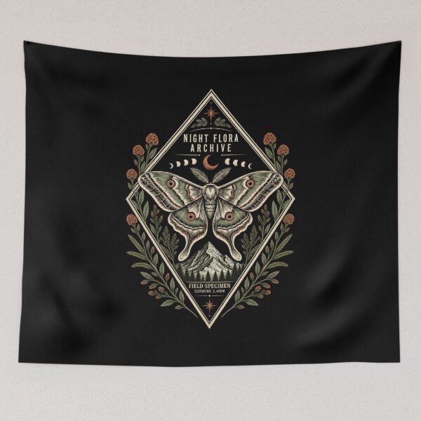 Item preview, Vintage Moth Botanical Night Archive designed and sold by TrendiKloset.