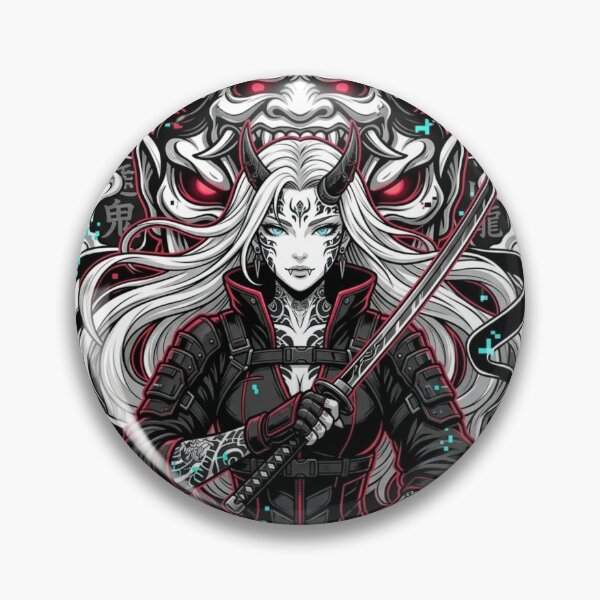 Item preview, Oni Hannya Mask Kunoichi – Japanese Demon Tattoo Girl Tokyo Streetwear Design designed and sold by Oni-Pixels.