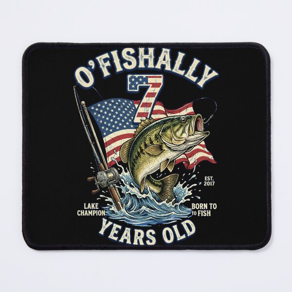 Item preview, O'Fishally 7 - Patriotic Bass Fishing 7th Birthday Design designed and sold by w66aboo.