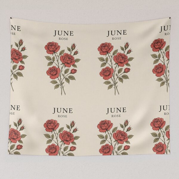 Item preview, June Rose Birth Flower, Vintage Botanical Floral Wall Art designed and sold by NarjaShop.