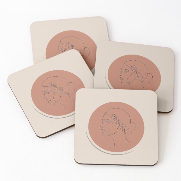 Item preview, Woman Face Line Art Sticker | Terracotta Minimalist One Line Drawing Feminine Flower Earring Aesthetic Art designed and sold by cannsuh.