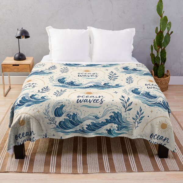Item preview, Ocean Waves Seamless Pattern Coastal Ocean Lover Blue Wave Aesthetic Design designed and sold by Elly-91.