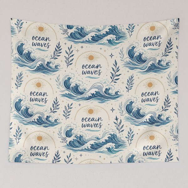 Item preview, Ocean Waves Seamless Pattern Coastal Ocean Lover Blue Wave Aesthetic Design designed and sold by Elly-91.