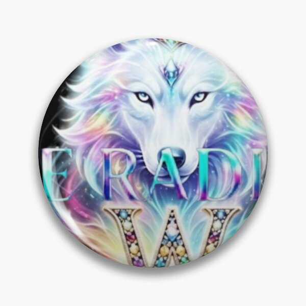 Artikelvorschau, PRIME RADIANCE Schimmerndes weißes Wolfsmotiv mit Edelstein-Initialen „W“ entworfen und verkauft von PRIMERADIANCE.