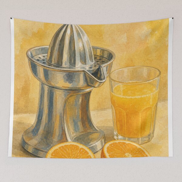 Item preview, Chrome Juicer & Orange Halves Watercolour designed and sold by GoldenHourWalls.