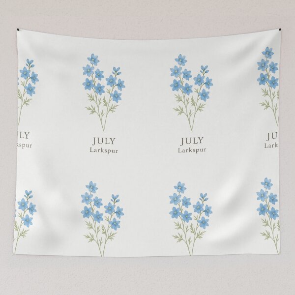 Item preview, July Larkspur Birth Flower, Blue Botanical Floral Wall Art designed and sold by NarjaShop.