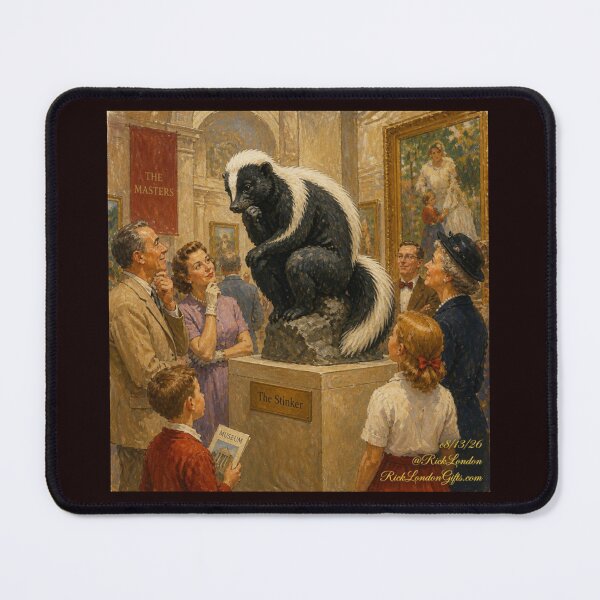 Item preview, The Stinker – Skunk Thinker Museum Parody Illustration designed and sold by Rick London Gifts.