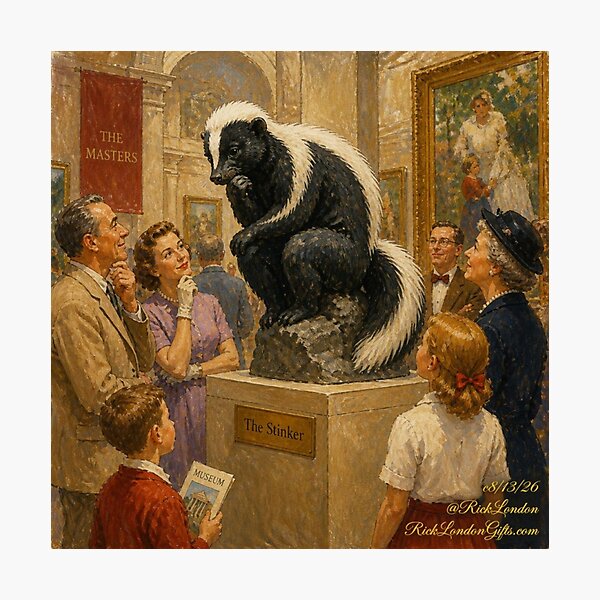 Item preview, The Stinker – Skunk Thinker Museum Parody Illustration designed and sold by Rick London Gifts.