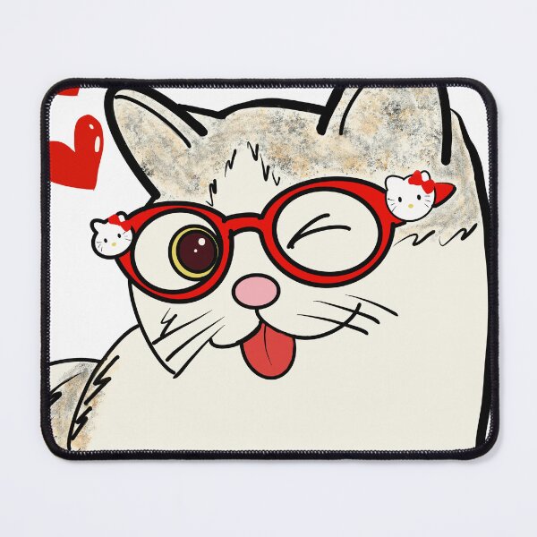 Item preview, Cute winking cat with red glasses designed and sold by Artiverse Studio.
