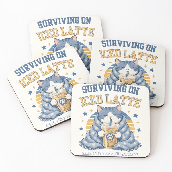 Item preview, Surviving On Iced Latte Cute Cat Coffee designed and sold by Karolisa.