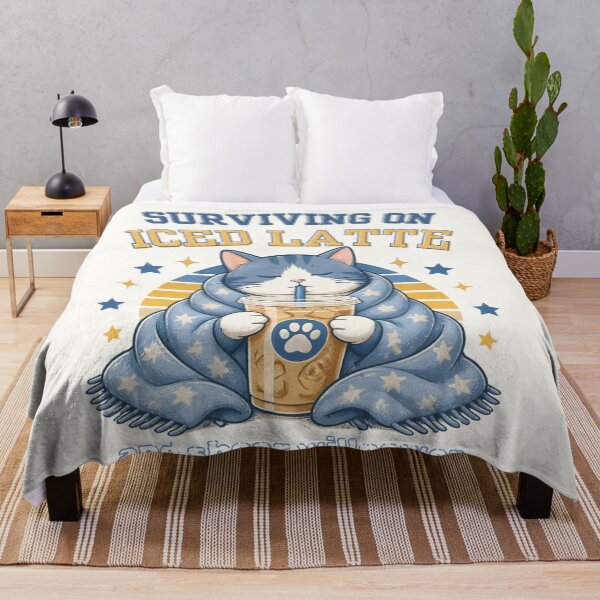 Item preview, Surviving On Iced Latte Cute Cat Coffee designed and sold by Karolisa.