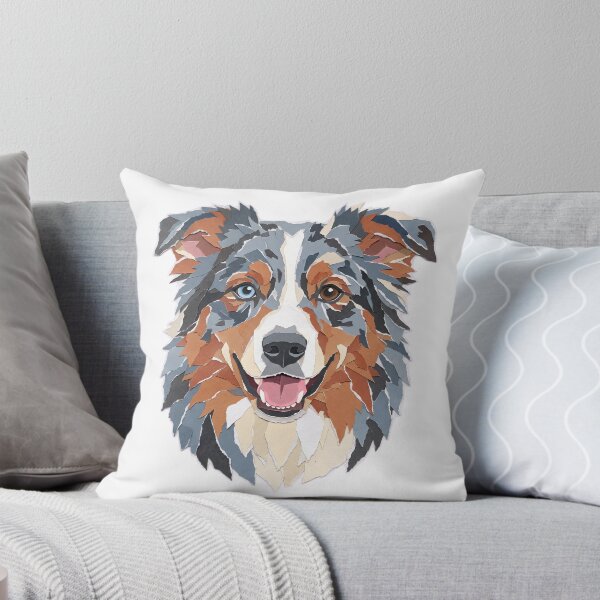 Item preview, Australian Shepherd Paper Collage Portrait Art designed and sold by Ninjacatoff.