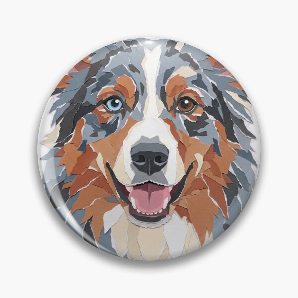 Item preview, Australian Shepherd Paper Collage Portrait Art designed and sold by Ninjacatoff.
