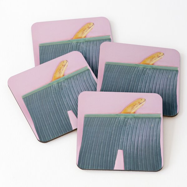 Item preview, Cheeky Banana Behind Green Leaf – Funny Food Pun designed and sold by SensualArt Designs.