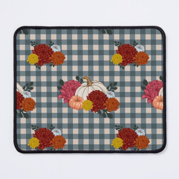 Item preview, Autumn Floral Pumpkins with Mums on Gingham designed and sold by AudrasPalette.