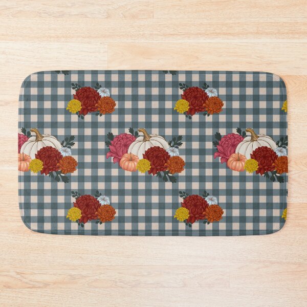 Item preview, Autumn Floral Pumpkins with Mums on Gingham designed and sold by AudrasPalette.