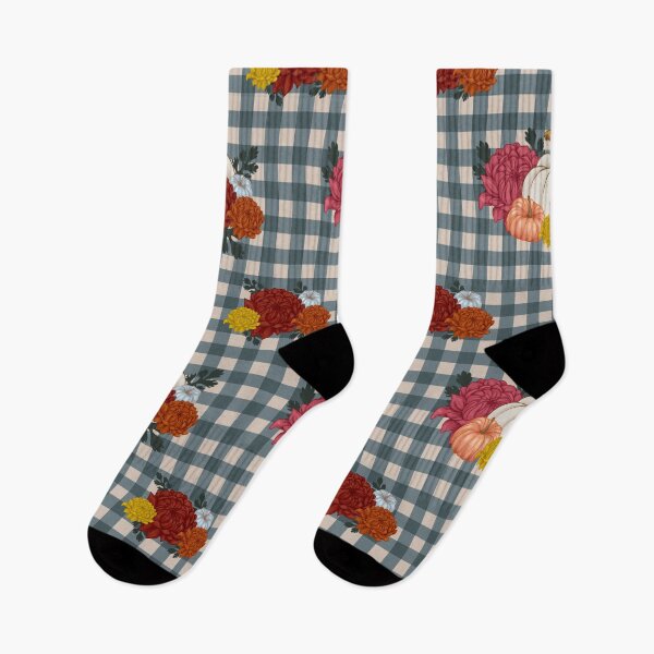 Item preview, Autumn Floral Pumpkins with Mums on Gingham designed and sold by AudrasPalette.
