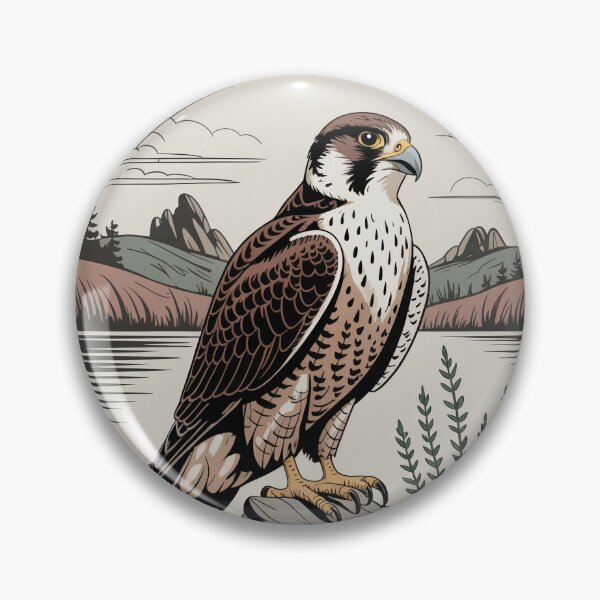 Item preview, Falcon on Rock Mountain Lake Wildlife Art designed and sold by NuvoraNest.