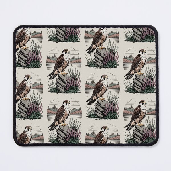 Item preview, Falcon on Rock Mountain Lake Wildlife Art designed and sold by NuvoraNest.