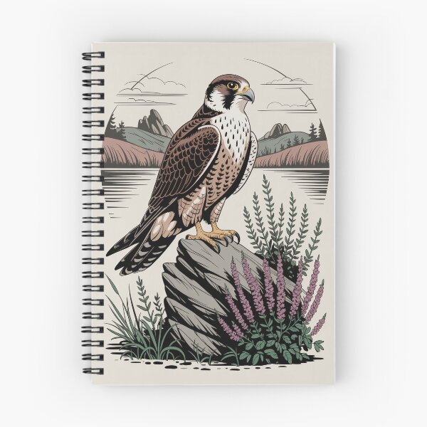 Item preview, Falcon on Rock Mountain Lake Wildlife Art designed and sold by NuvoraNest.