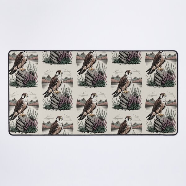 Item preview, Falcon on Rock Mountain Lake Wildlife Art designed and sold by NuvoraNest.