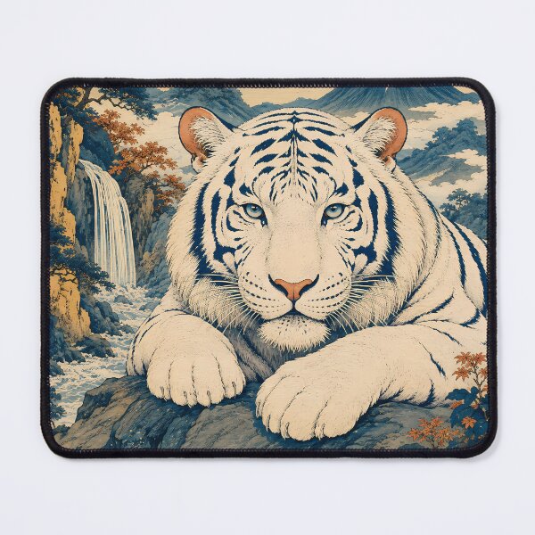 Item preview, White Tiger and Mount Fuji | Ukiyo-e Japanese Landscape Art designed and sold by ManJiangHong.