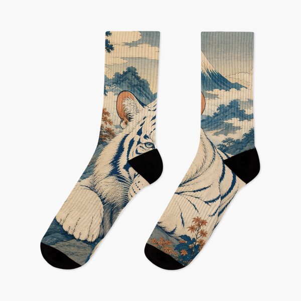 Item preview, White Tiger and Mount Fuji | Ukiyo-e Japanese Landscape Art designed and sold by ManJiangHong.