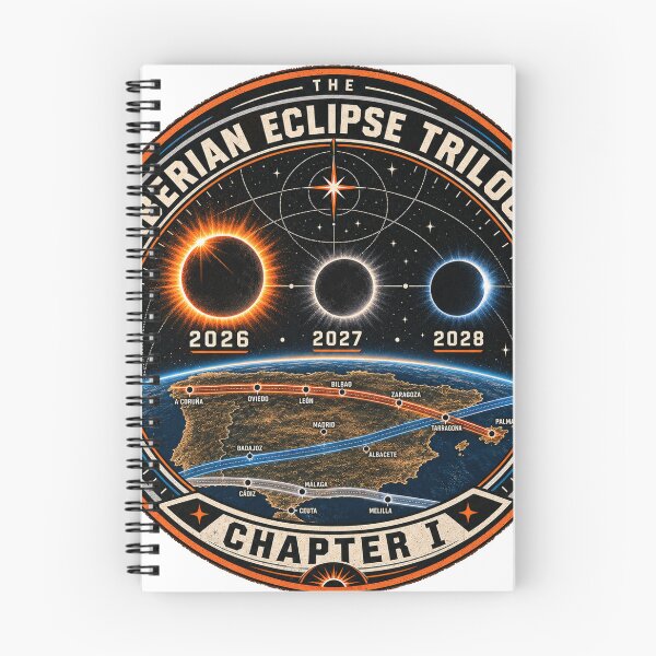 Item preview, Iberian Eclipse Trilogy 2026 2027 2028 – Vintage Astronomy Mission Patch designed and sold by ChicClicker.