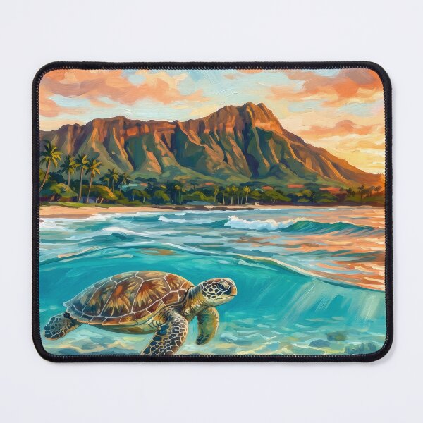 Item preview, Diamond Head Hawaii Sea Turtle Sunrise designed and sold by RedPeaStudio.