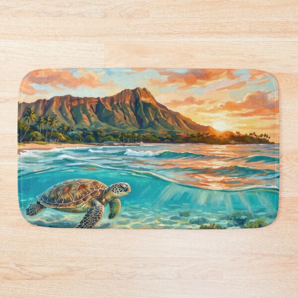 Item preview, Diamond Head Hawaii Sea Turtle Sunrise designed and sold by RedPeaStudio.