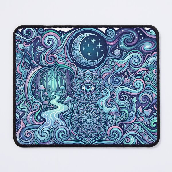 Item preview, Psychedelic Blue and Green Abstract Doodle designed and sold by ManuMax93.