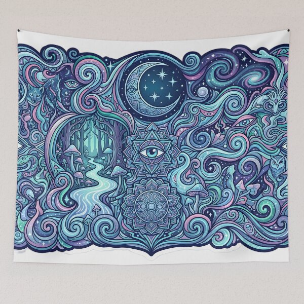 Item preview, Psychedelic Blue and Green Abstract Doodle designed and sold by ManuMax93.