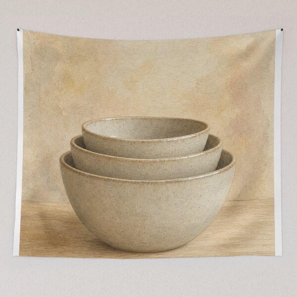Item preview, Stacked Stoneware Bowls Watercolour designed and sold by GoldenHourWalls.