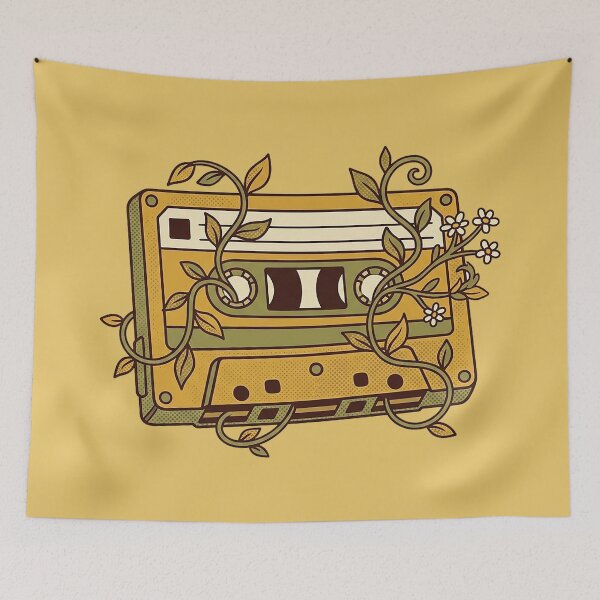 Item preview, Vintage Cassette Tape Floral Sticker | Retro Music Botanical Vine Flowers Aesthetic Illustration Art designed and sold by cannsuh.