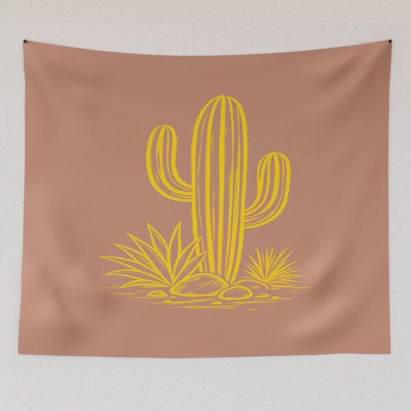 Item preview, Vintage Yellow Saguaro Cactus Garden Botanical Illustration designed and sold by KawaiiDesigns26.