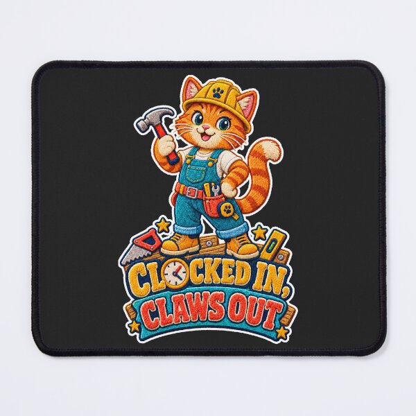 Item preview, Clocked In Claws Out Orange Tabby Carpenter – Labor Day Chenille Patch designed and sold by Jaani-T.